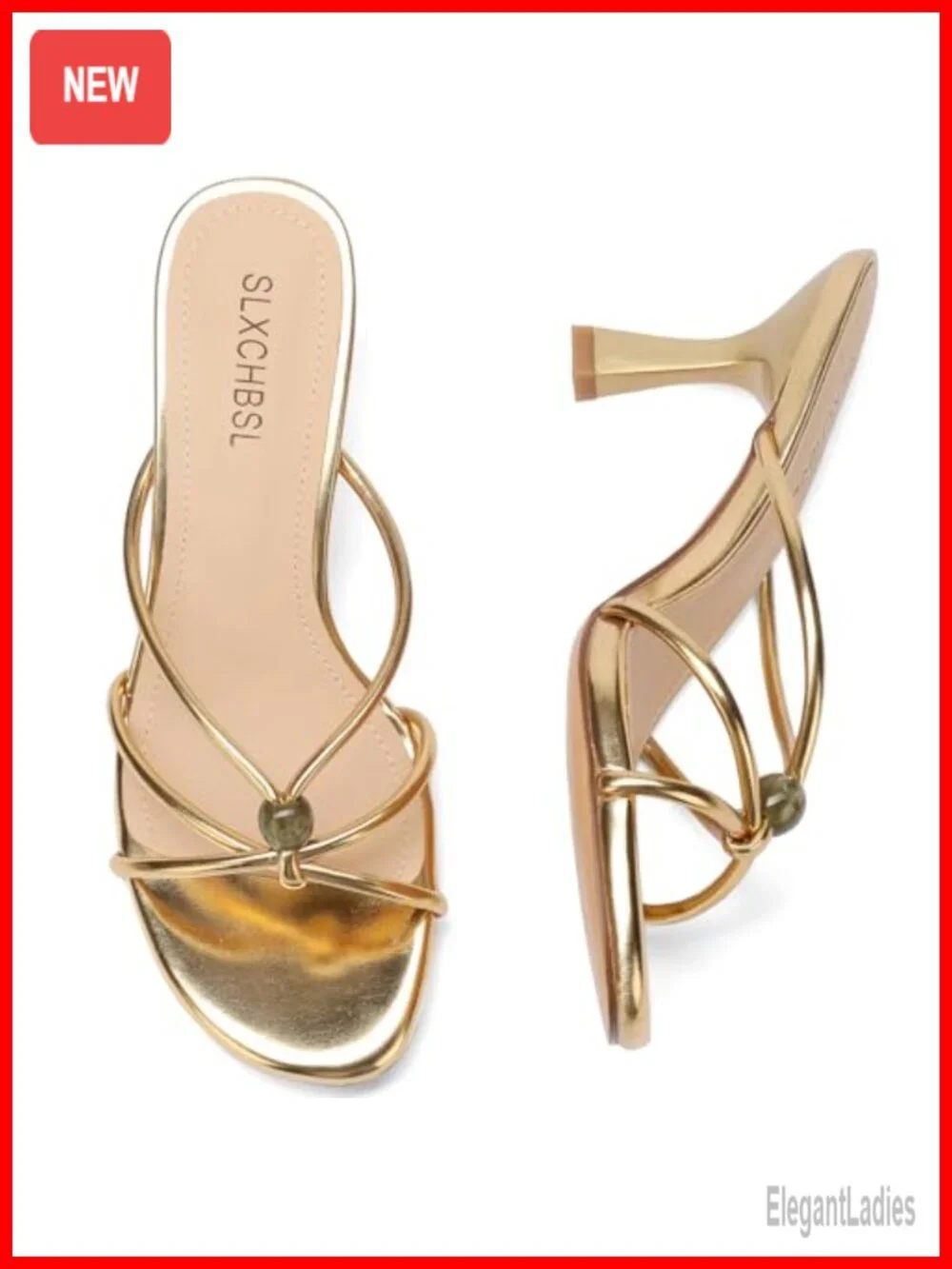 Beaded Slip On Kitten Heels Open Toe Low Heeled Sandals for Women